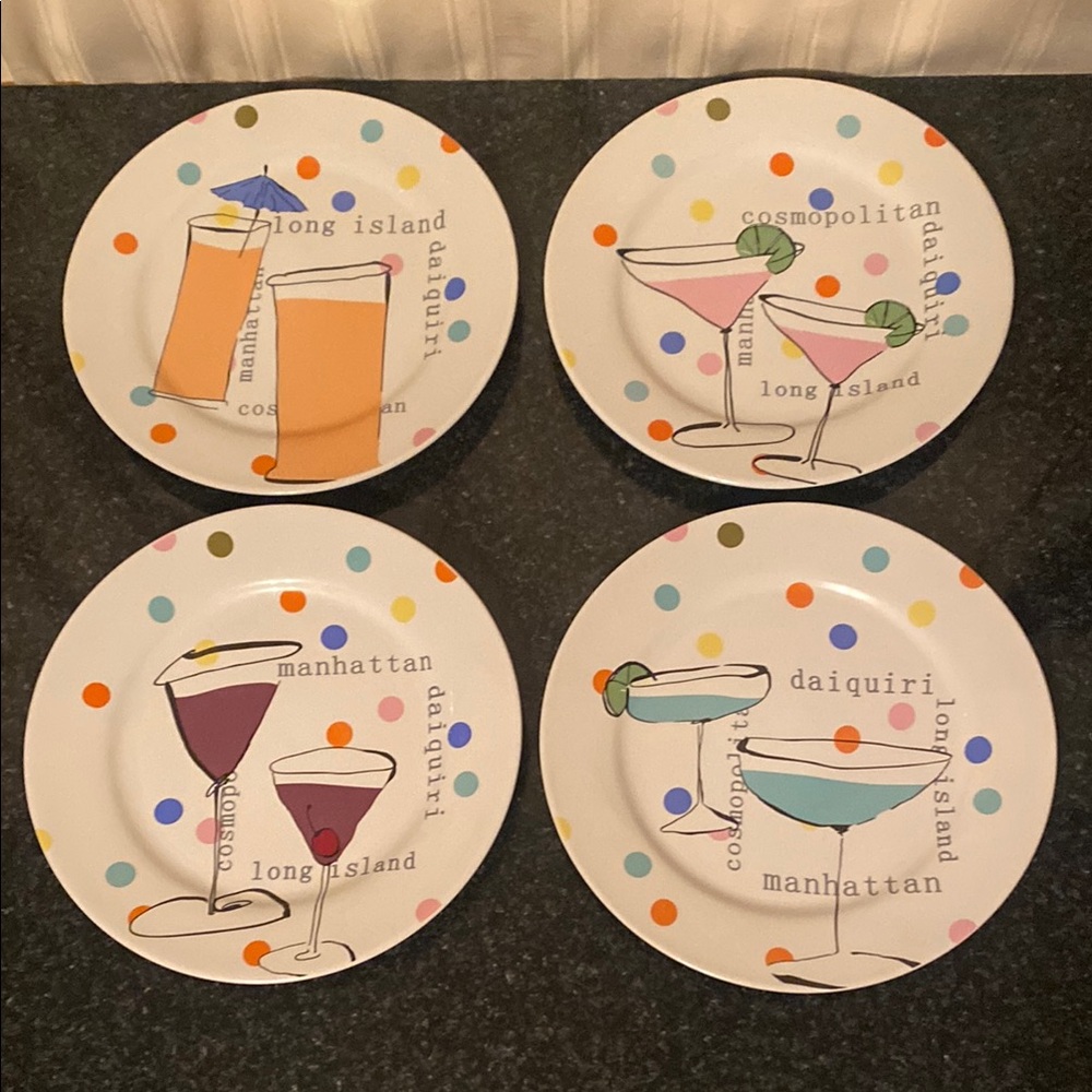Cocktail Themed Side Plates Set of 4